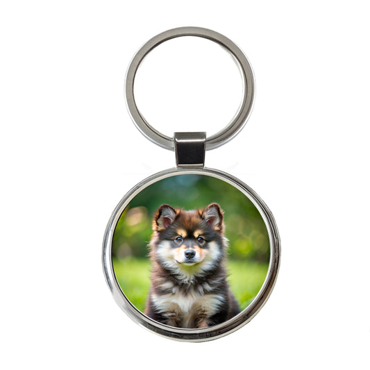 Finnish Lapphund Dog Puppy Photo Round Metal Keychain