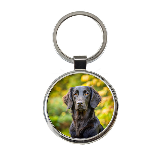 Flat Coated Retriever Dog Photo Round Metal Keychain