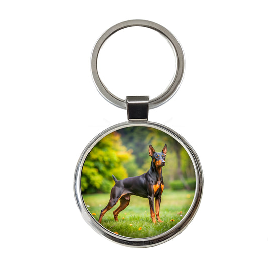 German Pinscher Dog Photo Round Metal Keychain