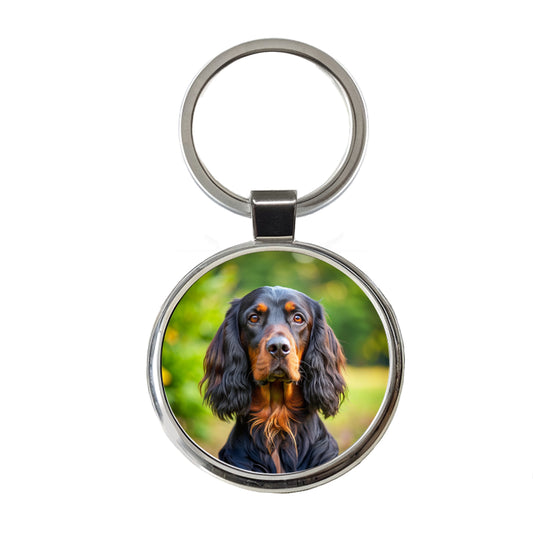 Gordon Setter Dog Photo Round Metal Keychain