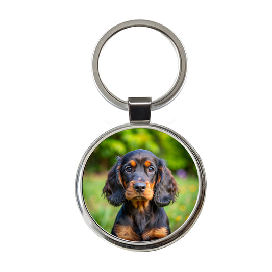 Gordon Setter Dog Puppy Photo Round Metal Keychain