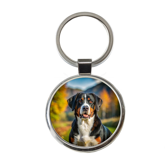Greater Swiss Mountain Dog Photo Round Metal Keychain