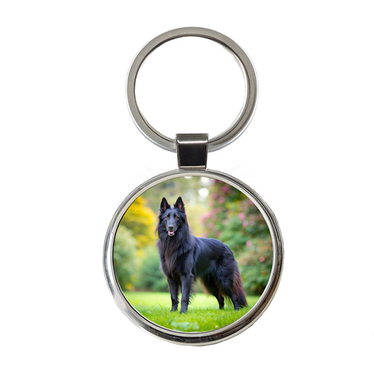 Groenendael Belgian Sheepdog Dog Photo Round Metal Keychain