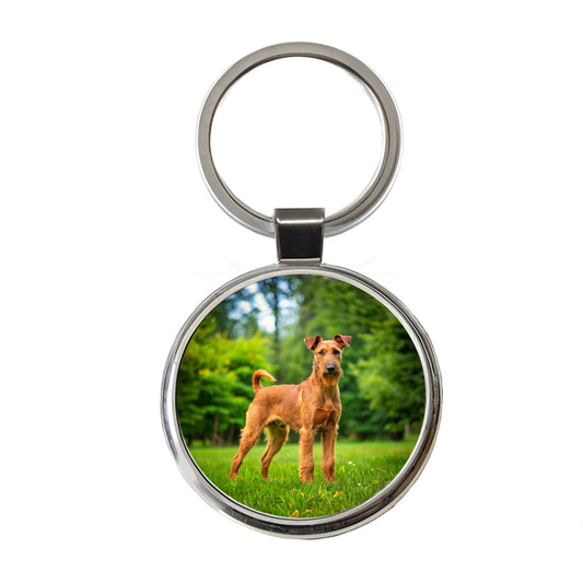Irish Terrier Dog Photo Round Metal Keychain