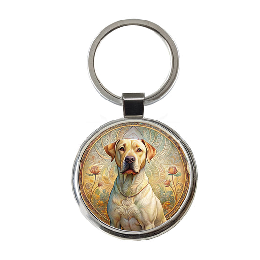 Labrabull Dog Art Nouveau Round Metal Keychain