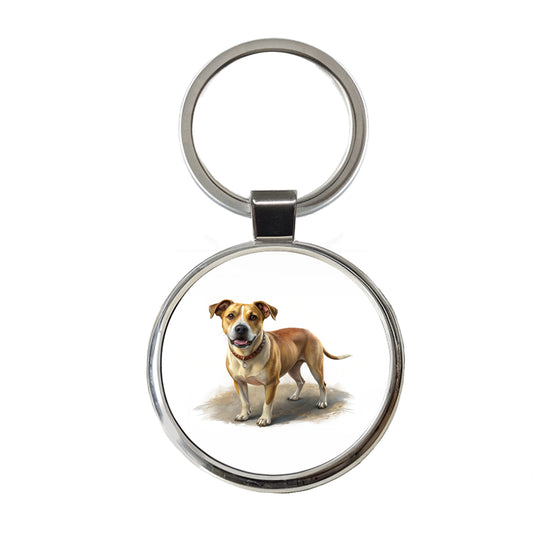 Labrabull Dog Illustration Round Metal Keychain