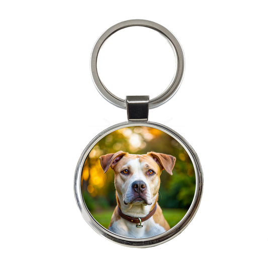 Labrabull Dog Photo Round Metal Keychain