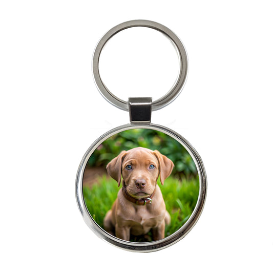 Labrabull Dog Puppy Photo Round Metal Keychain