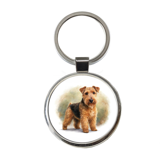 Lakeland Terrier Dog Illustration Round Metal Keychain