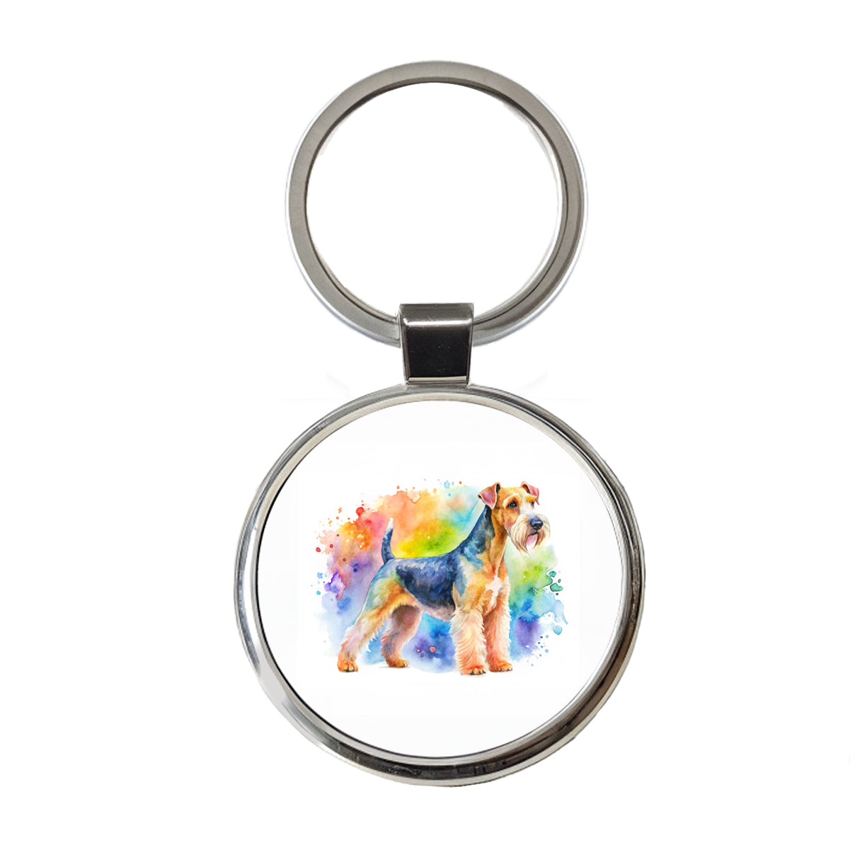 Lakeland Terrier Dog Watercolor Style Round Metal Keychain