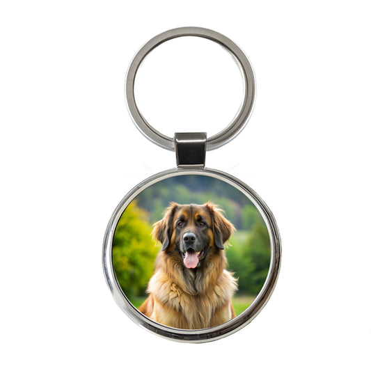 Leonberger Dog Photo Round Metal Keychain