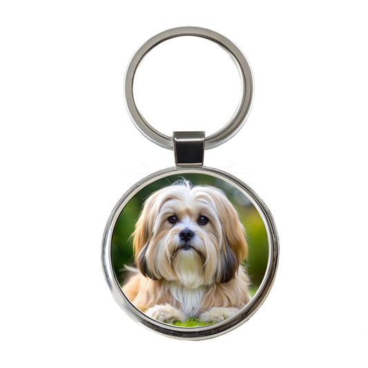Lhasa Apso Dog Photo Round Metal Keychain