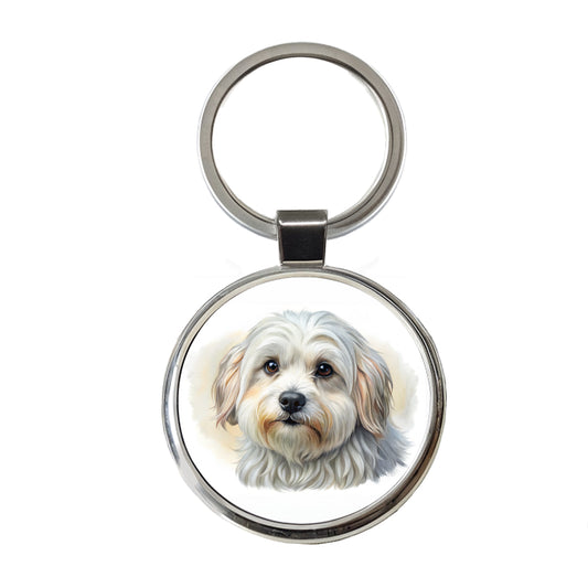 Lowchen Little Lion Dog Illustration Round Metal Keychain