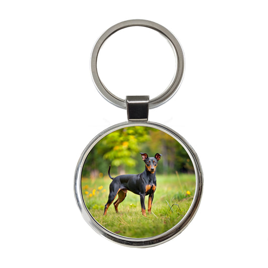 Manchester Terrier Dog Photo Round Metal Keychain