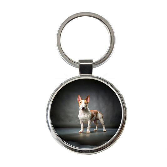 Miniature Bull Terrier Dog Photo Round Metal Keychain