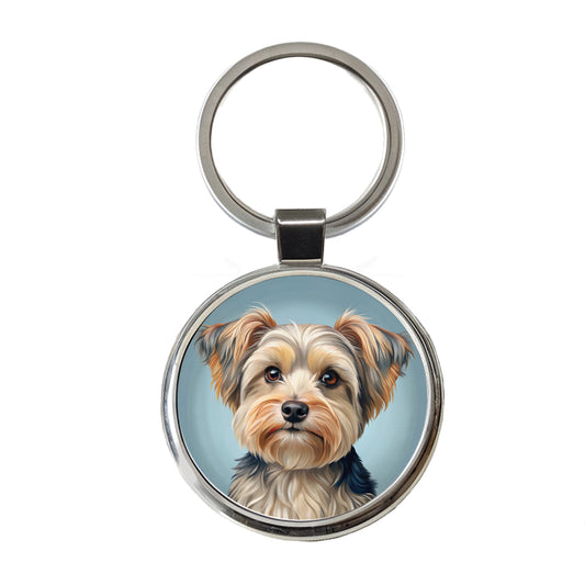 Morkie Dog Illustration Round Metal Keychain