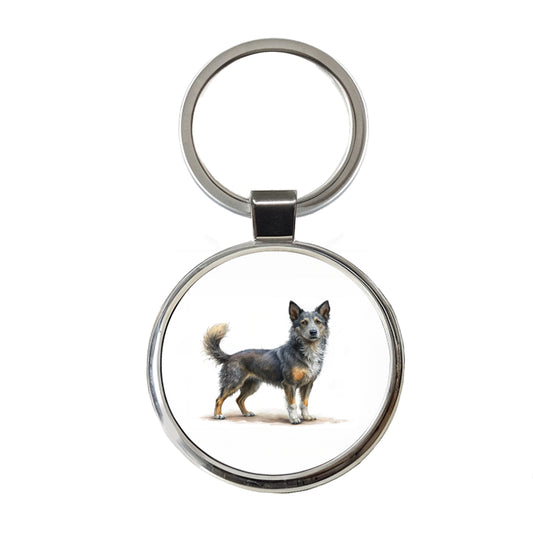 Mudi Dog Illustration Round Metal Keychain