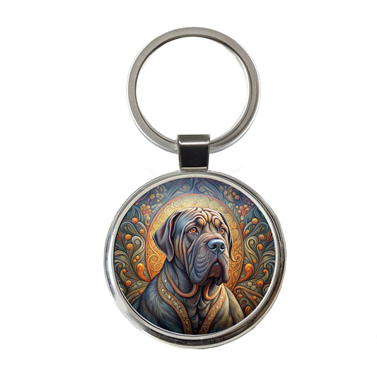 Neapolitan Mastiff Dog Art Nouveau Round Metal Keychain