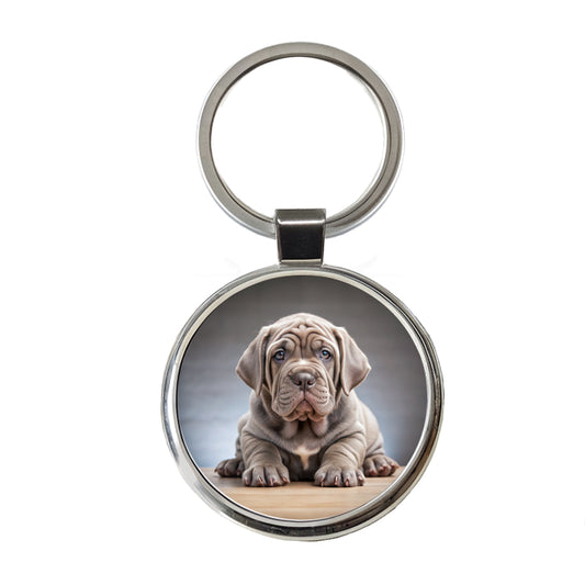 Neapolitan Mastiff Dog Puppy Photo Round Metal Keychain