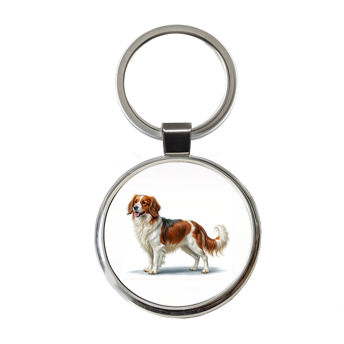 Nederlandse Kooikerhondje Dog Illustration Round Metal Keychain