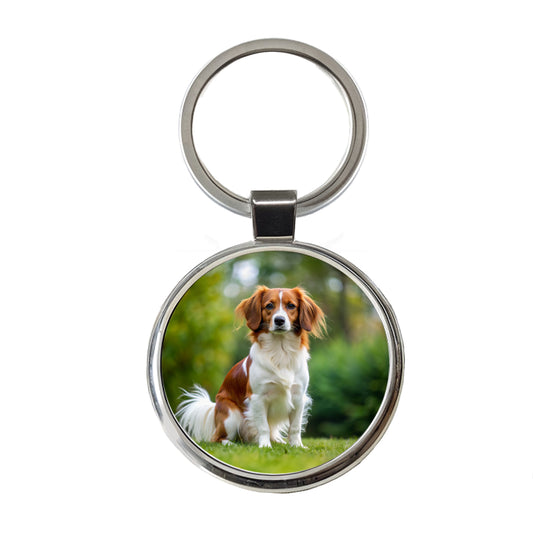 Nederlandse Kooikerhondje Dog Photo Round Metal Keychain