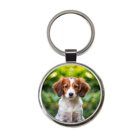 Nederlandse Kooikerhondje Dog Puppy Photo Round Metal Keychain
