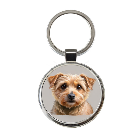 Norfolk Terrier Dog Illustration Round Metal Keychain