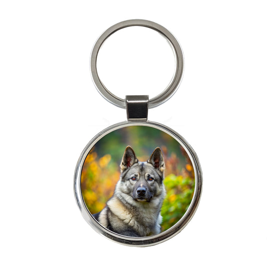Norwegian Elkhound Dog Photo Round Metal Keychain