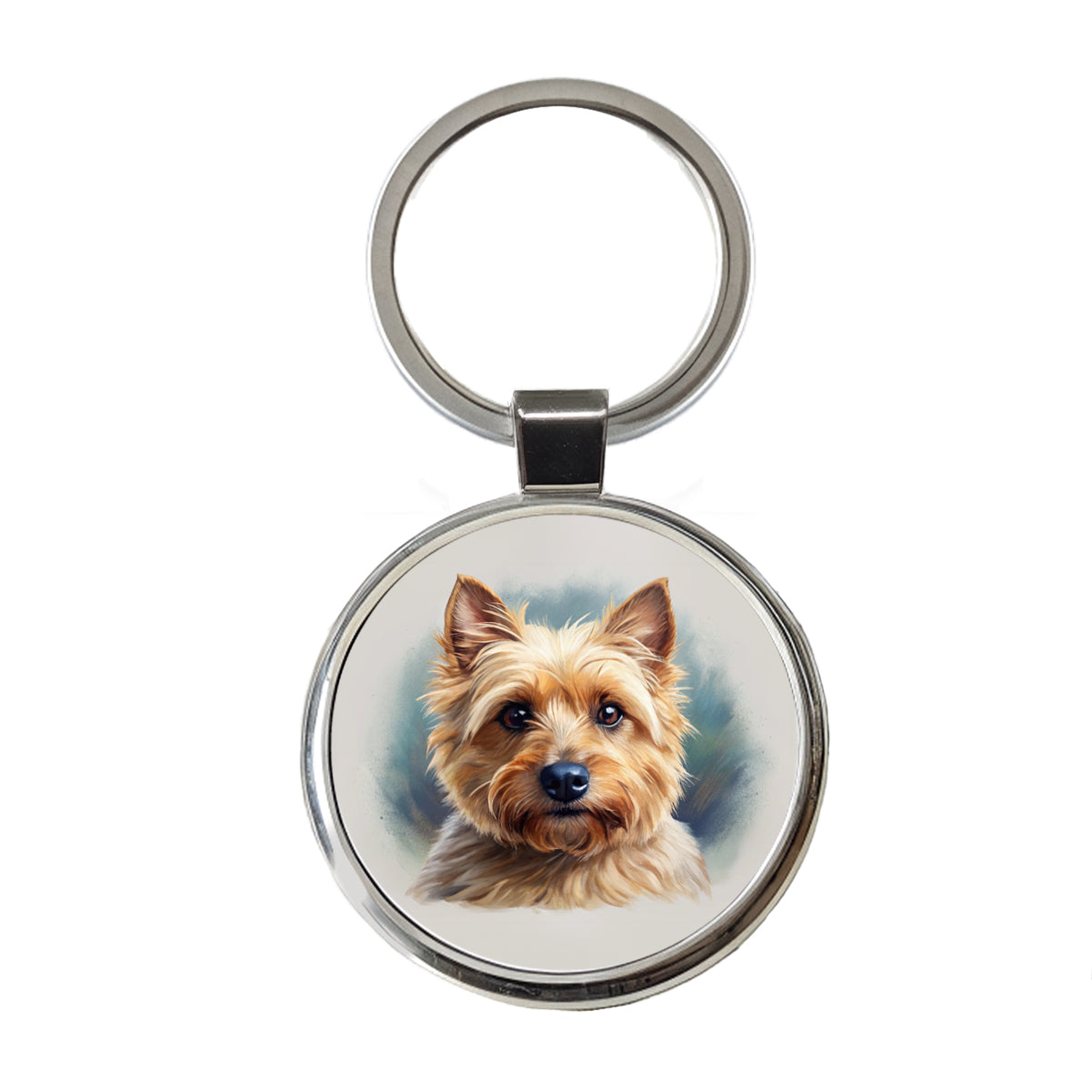 Norwich Terrier Dog Illustration Round Metal Keychain
