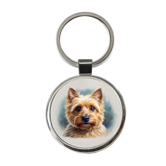 Norwich Terrier Dog Illustration Round Metal Keychain