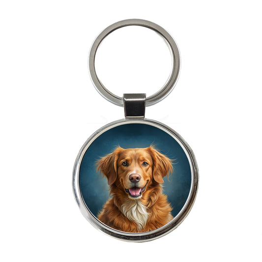 Nova Scotia Duck Tolling Retriever Dog Illustration Round Metal Keychain
