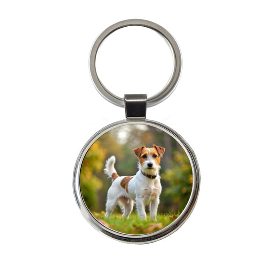 Parson Russell Terrier Dog Photo Round Metal Keychain