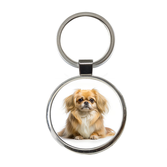 Pekapoo Dog Photo Round Metal Keychain
