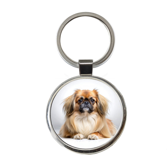 Pekingese Dog Photo Round Metal Keychain