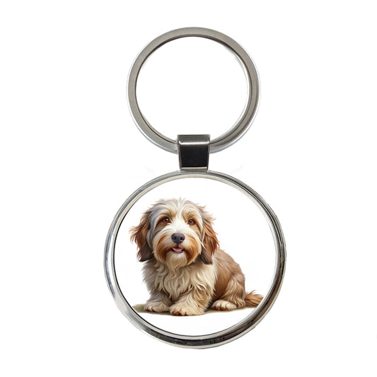 Petit Basset Griffon Vendeen Dog Illustration Round Metal Keychain