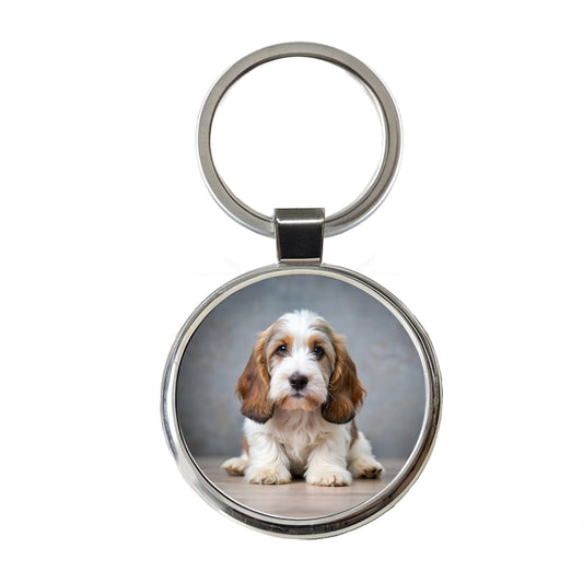 Petit Basset Griffon Vendeen Dog Puppy Photo Round Metal Keychain