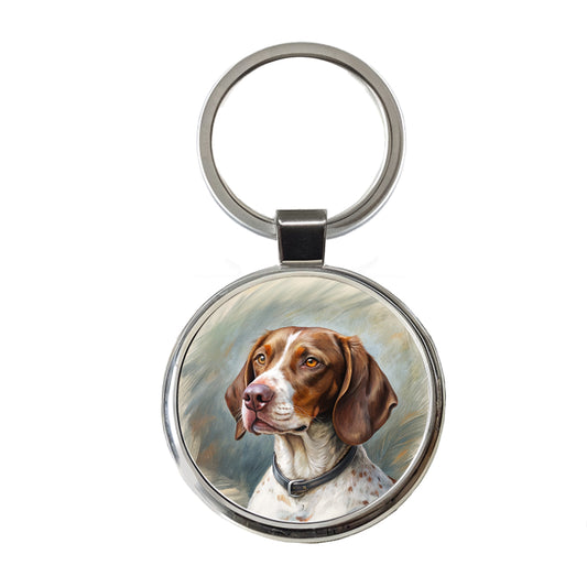Pointer Dog Illustration Round Metal Keychain