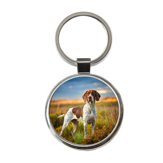 Pointer Dog Photo Round Metal Keychain