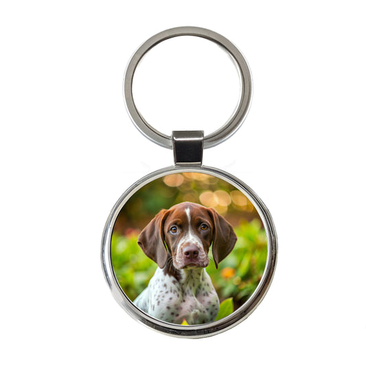 Pointer Dog Puppy Photo Round Metal Keychain