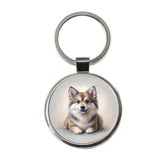 Pomsky Dog Illustration Round Metal Keychain