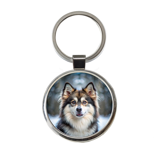 Pomsky Dog Photo Round Metal Keychain