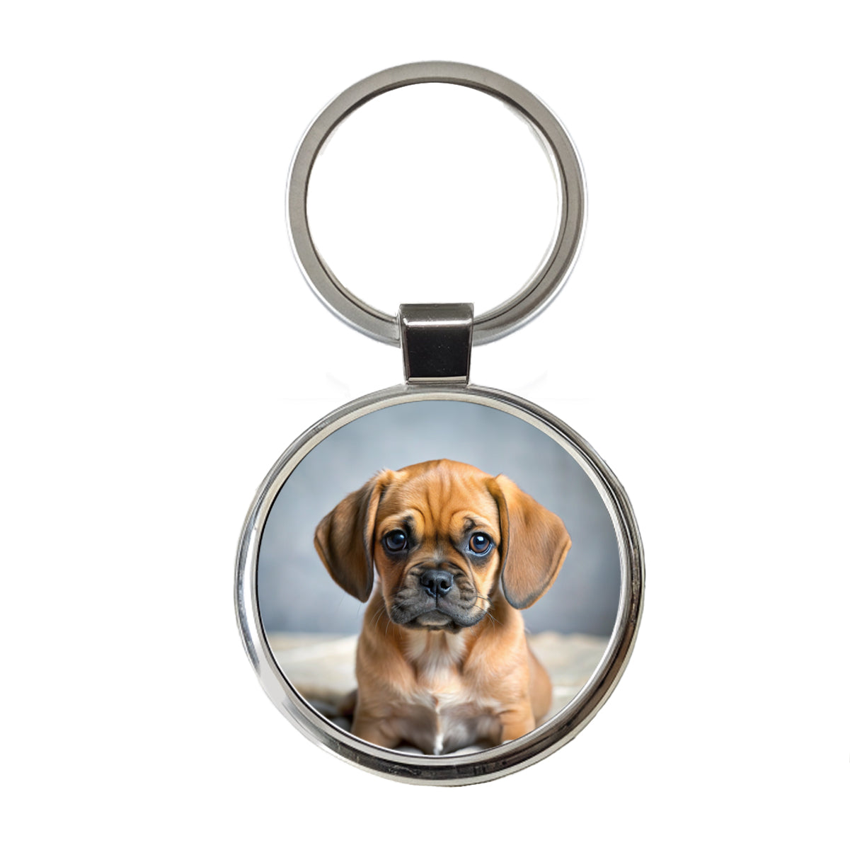 Puggle Dog Puppy Photo Round Metal Keychain