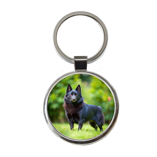 Schipperke Dog Photo Round Metal Keychain