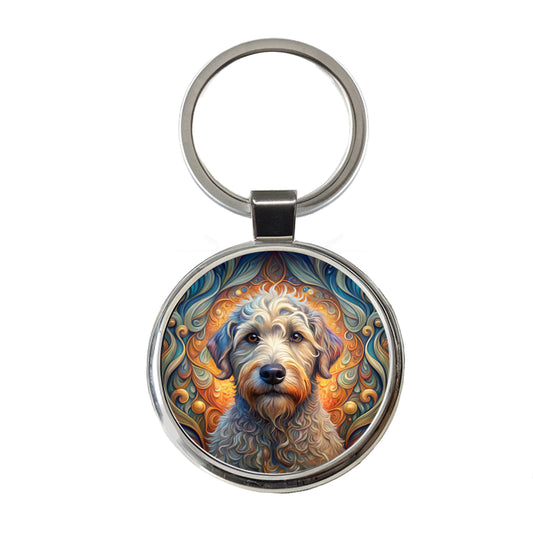 Schnoodle Dog Art Nouveau Round Metal Keychain