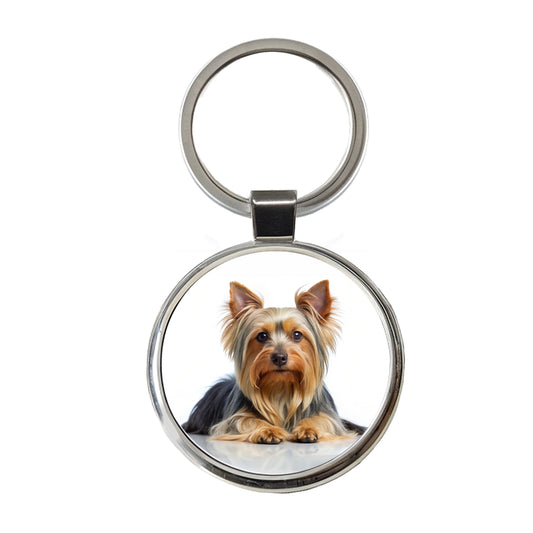 Silky Terrier Dog Photo Round Metal Keychain