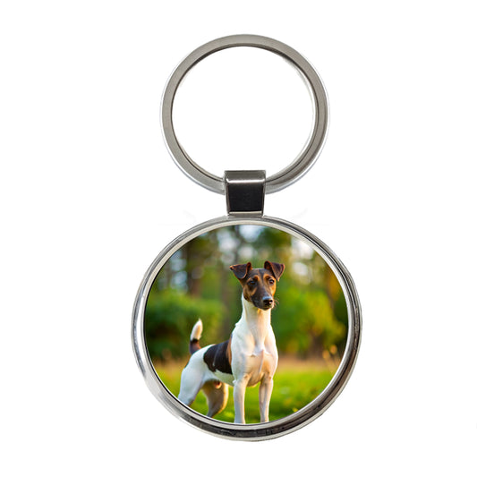 Smooth Fox Terrier Dog Photo Round Metal Keychain