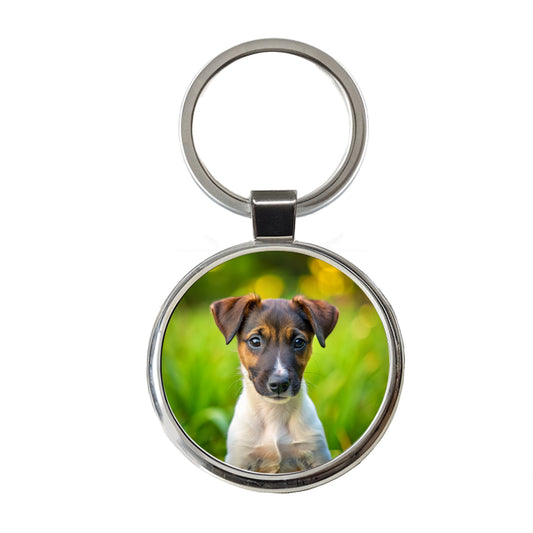 Smooth Fox Terrier Dog Puppy Photo Round Metal Keychain