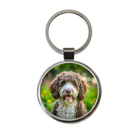 Spanish Water Dog Photo Round Metal Keychain