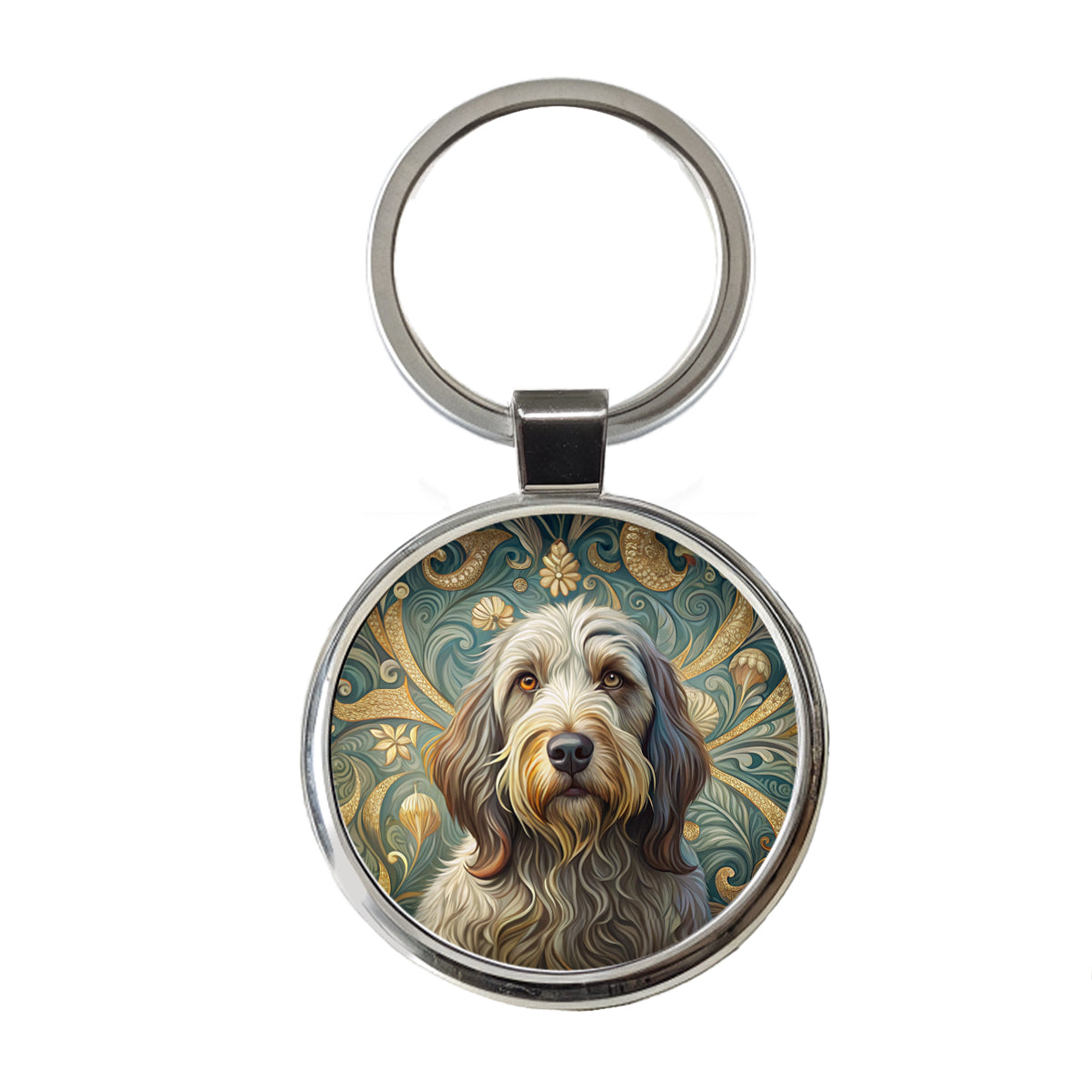 Spinone Italiano Dog Art Nouveau Round Metal Keychain