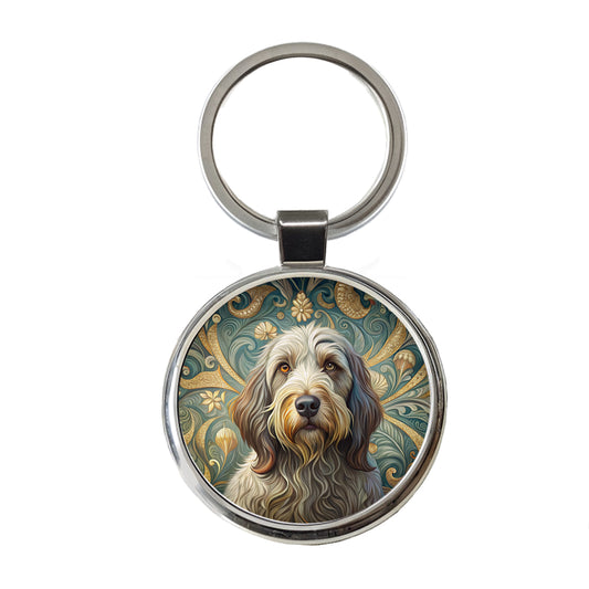 Spinone Italiano Dog Art Nouveau Round Metal Keychain